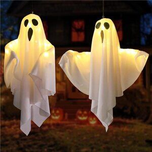 Hanging Ghosts Halloween Decorations Outdoor & Indoor, Light Up Ghost Decor